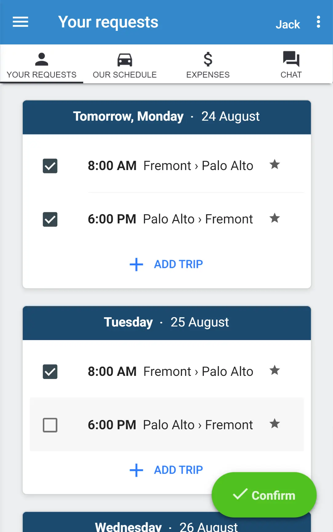 My Plan with ride requests in MyCarpoolApp